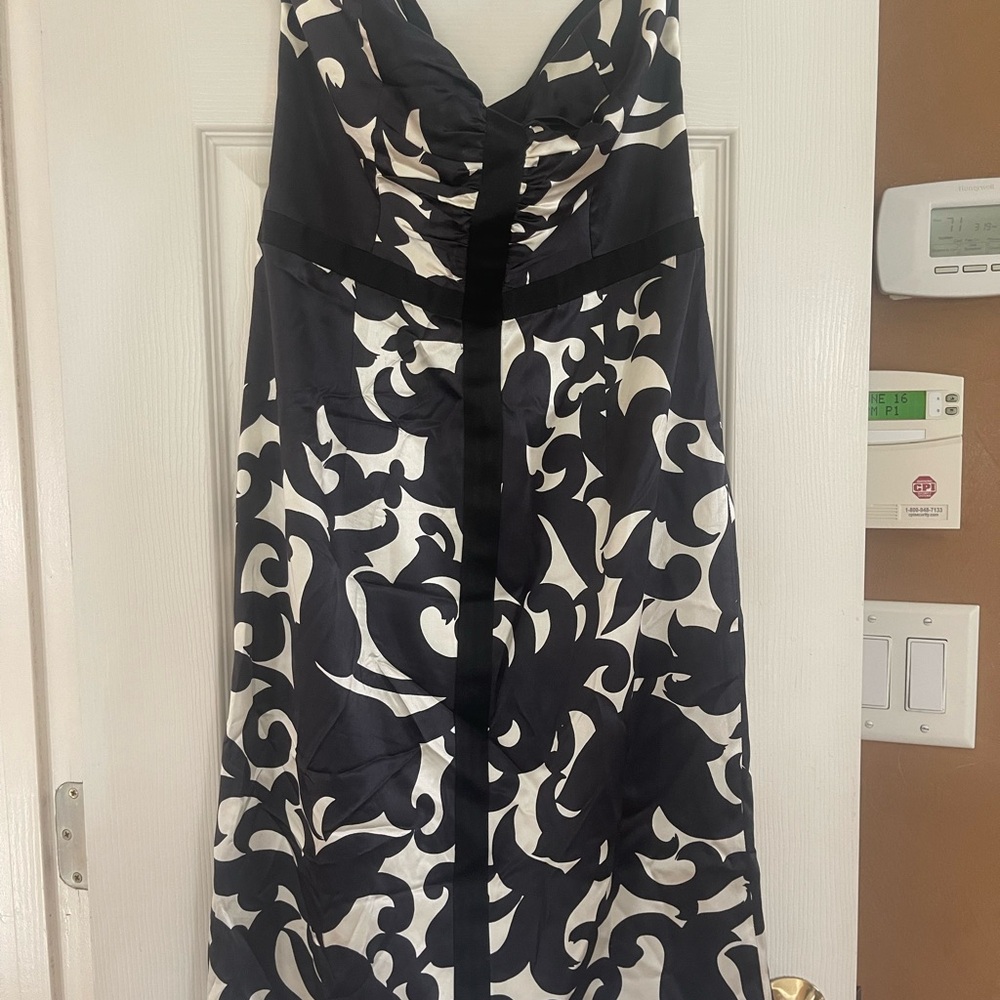 Milly Black and White Strapless A-line Dress